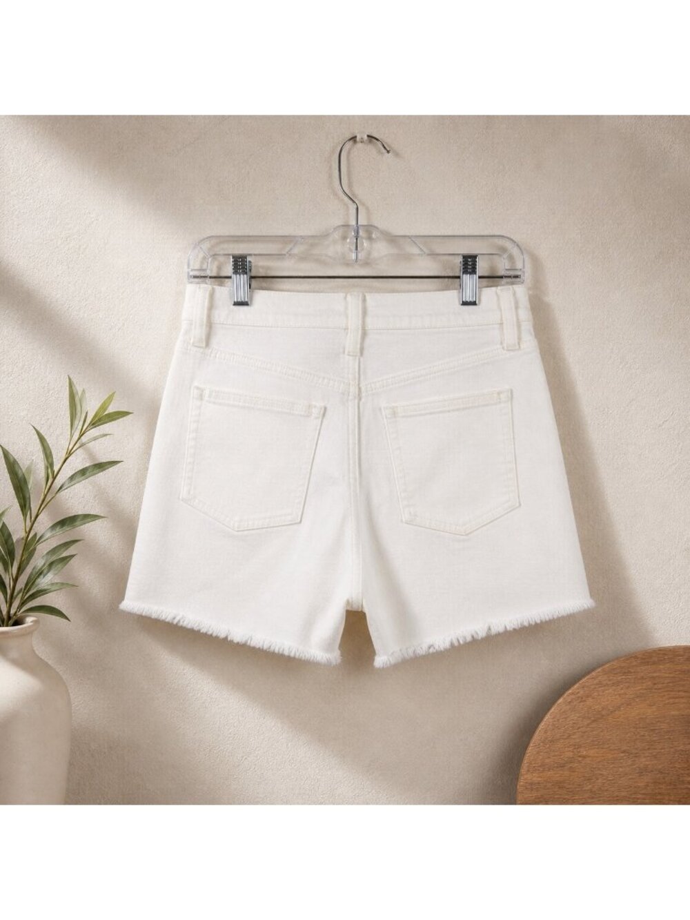NWT J.Crew Jeans Ivory High Rise Frayed Hem Shorts Button Fly Size 27 - Picture 3 of 16